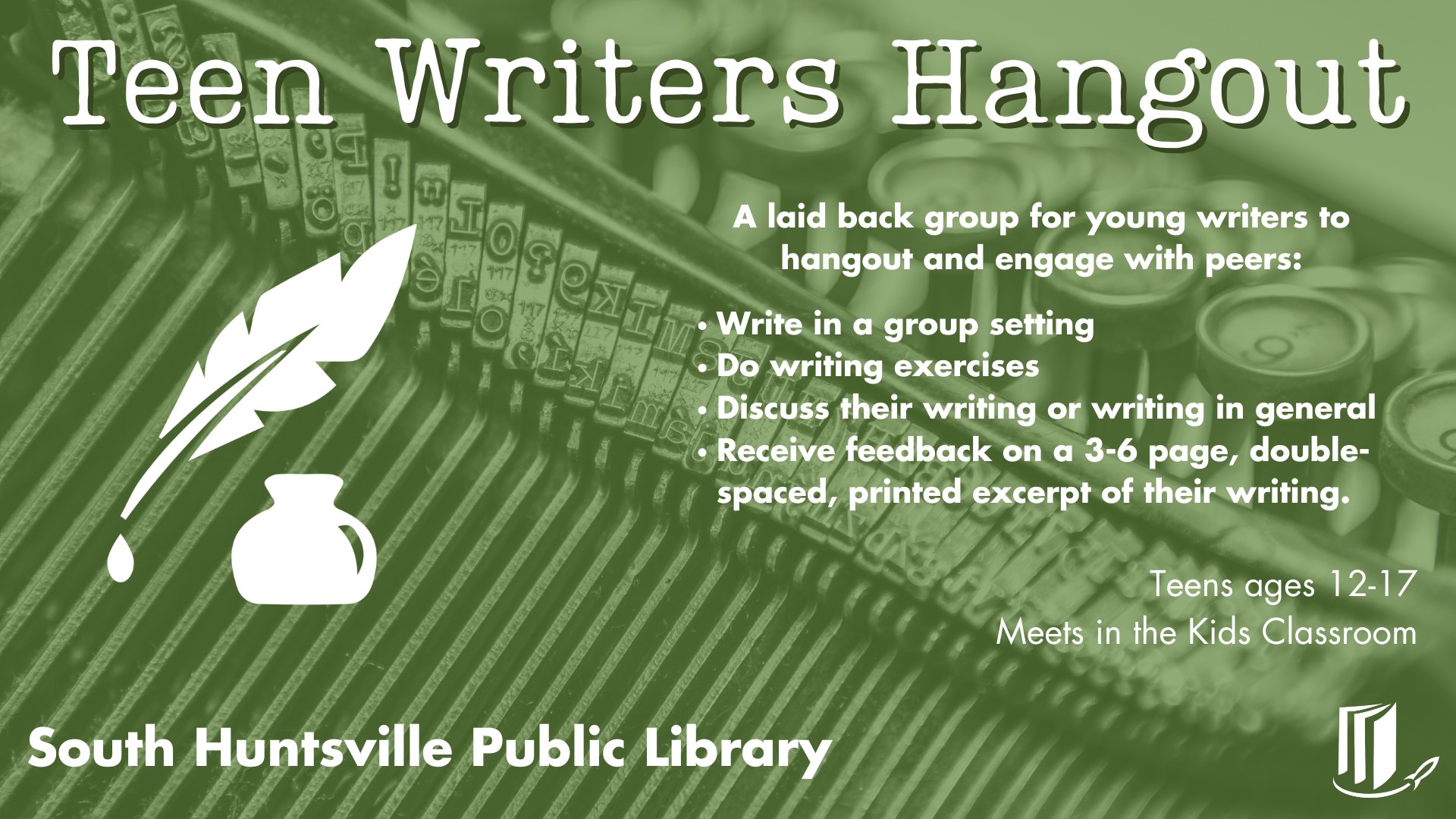 Teen Writers Hangout: South Huntsville Public Library