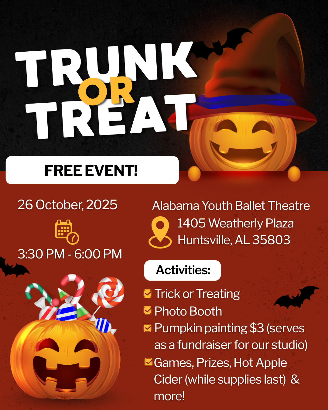 Trunk or Treat at Alabama Youth Ballet Theatre