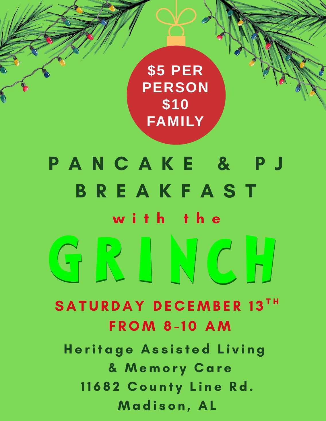 Pancakes & PJ Breakfast with The Grinch